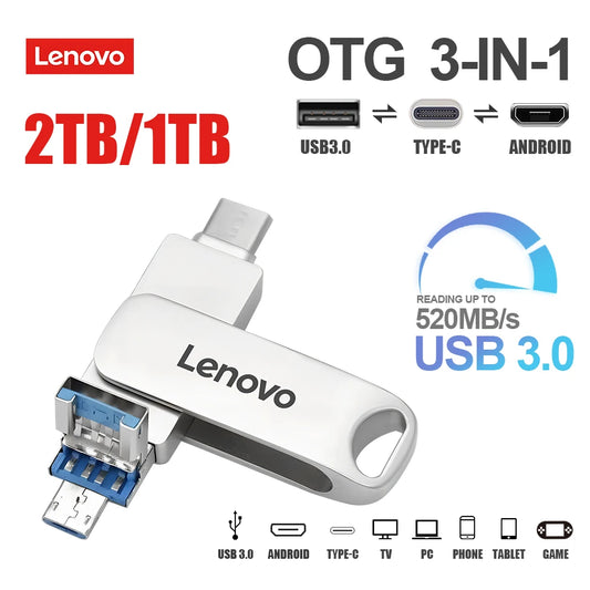 2TB 3-IN-1 Pendrive 1T OTG USB TYPE-C Android And Computer