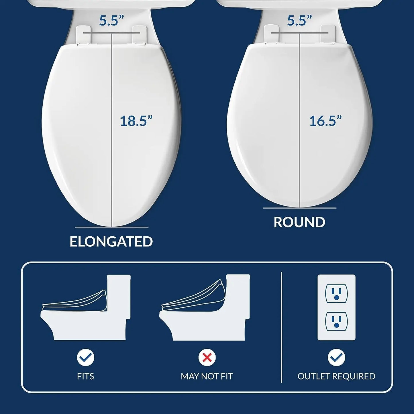 BB-1000W e Warm Water Bidet Toilet Seat, Elongated, White